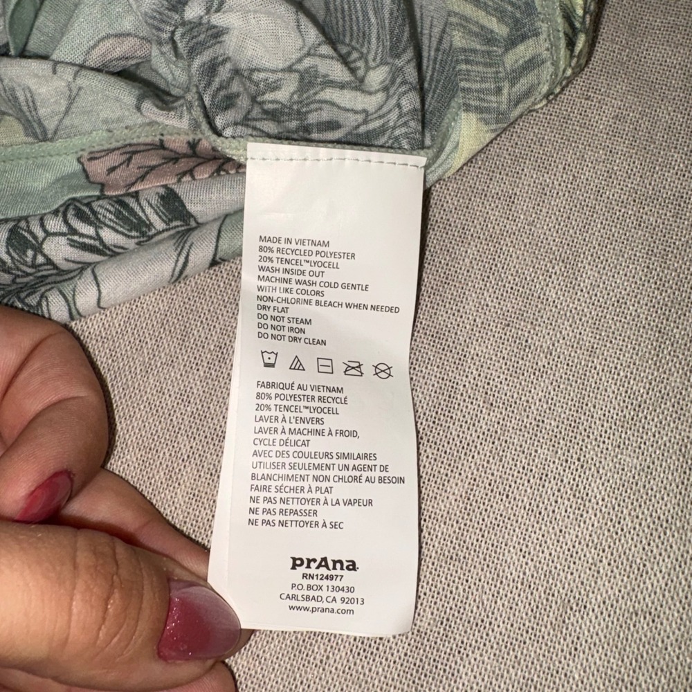 Prana Floral Keoki Tunic Top Swim Cover Up Sage Green 3/4 Sleeve Size Small - Picture 5 of 7
